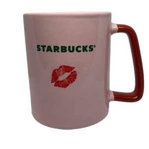 Starbucks Valentine's Day 2021 Pink Coffee Mug Red Lipstick Lips Kiss